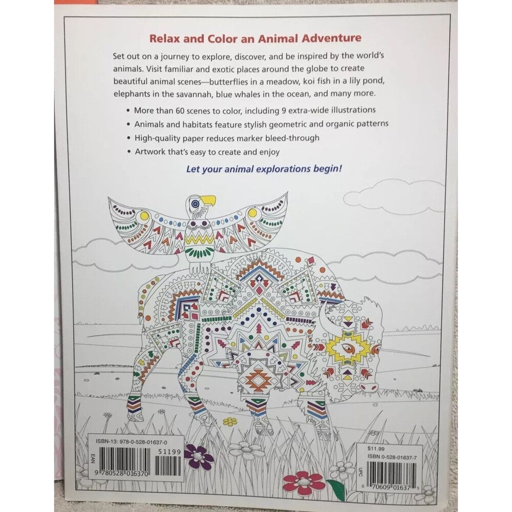 Adult Coloring Book Animal Excursion and Peaceful Patterns. Two Books - Picture 6 of 7